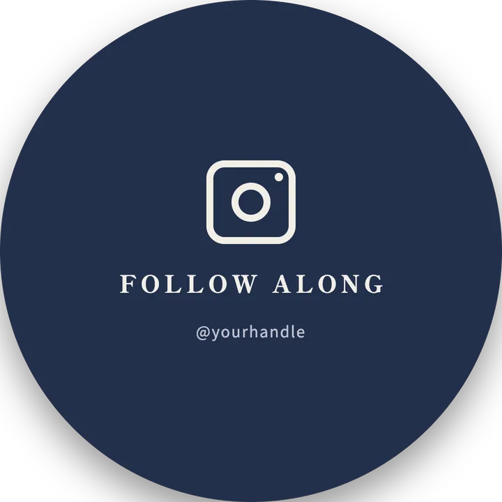 Round sticker: follow on instagram, hold phone here